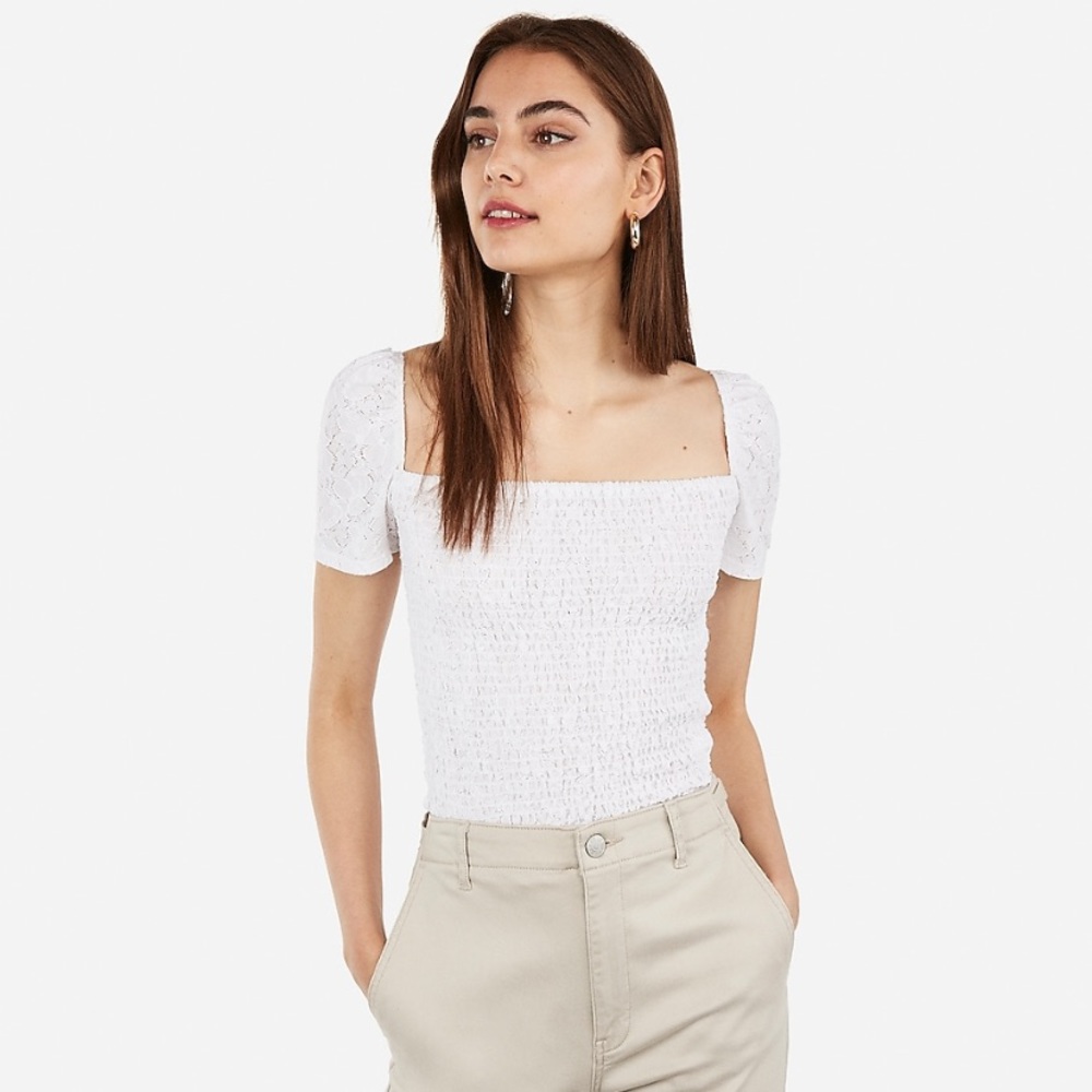 NWT smocked lace sleeve top